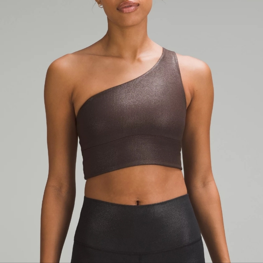 Lululemon NWT Align Asymmetrical Rib Bra C/D Brown Shine Padded